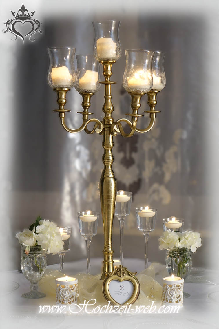 Hochzeitsdekoration in Gold Farbe Barock Kerzenstaender
