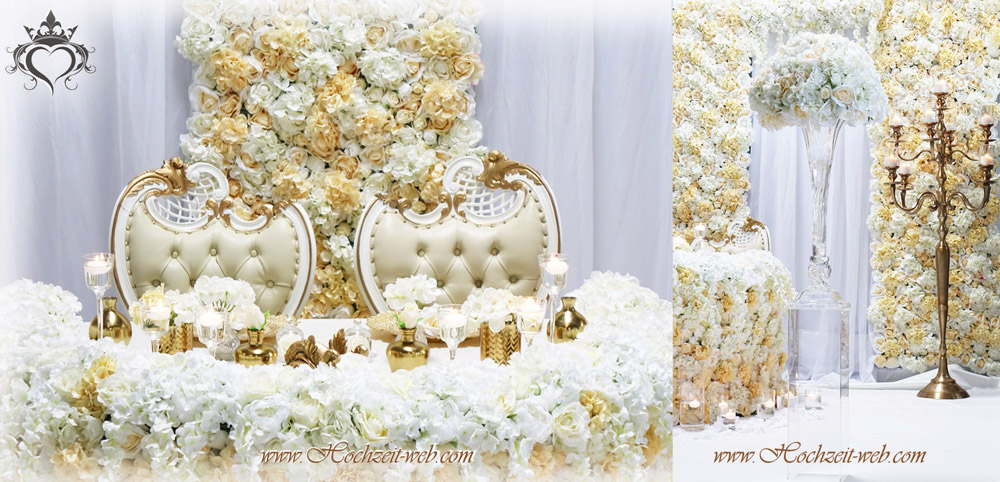 Hochzeitsdeko-Blumenwand-champagner-creme-gold