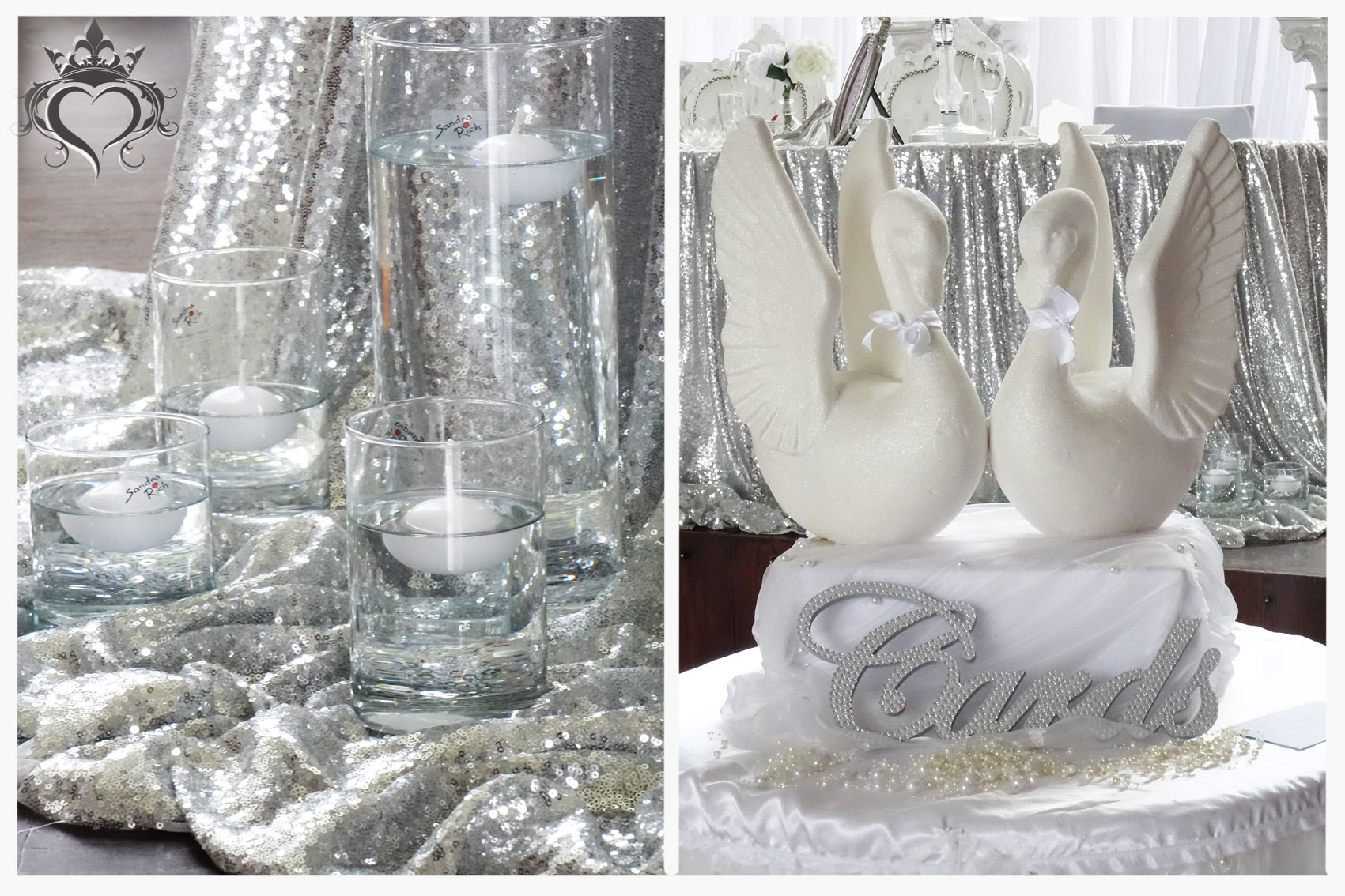 Hochzeitsdekoration-Silber -Brauttisch -Deko