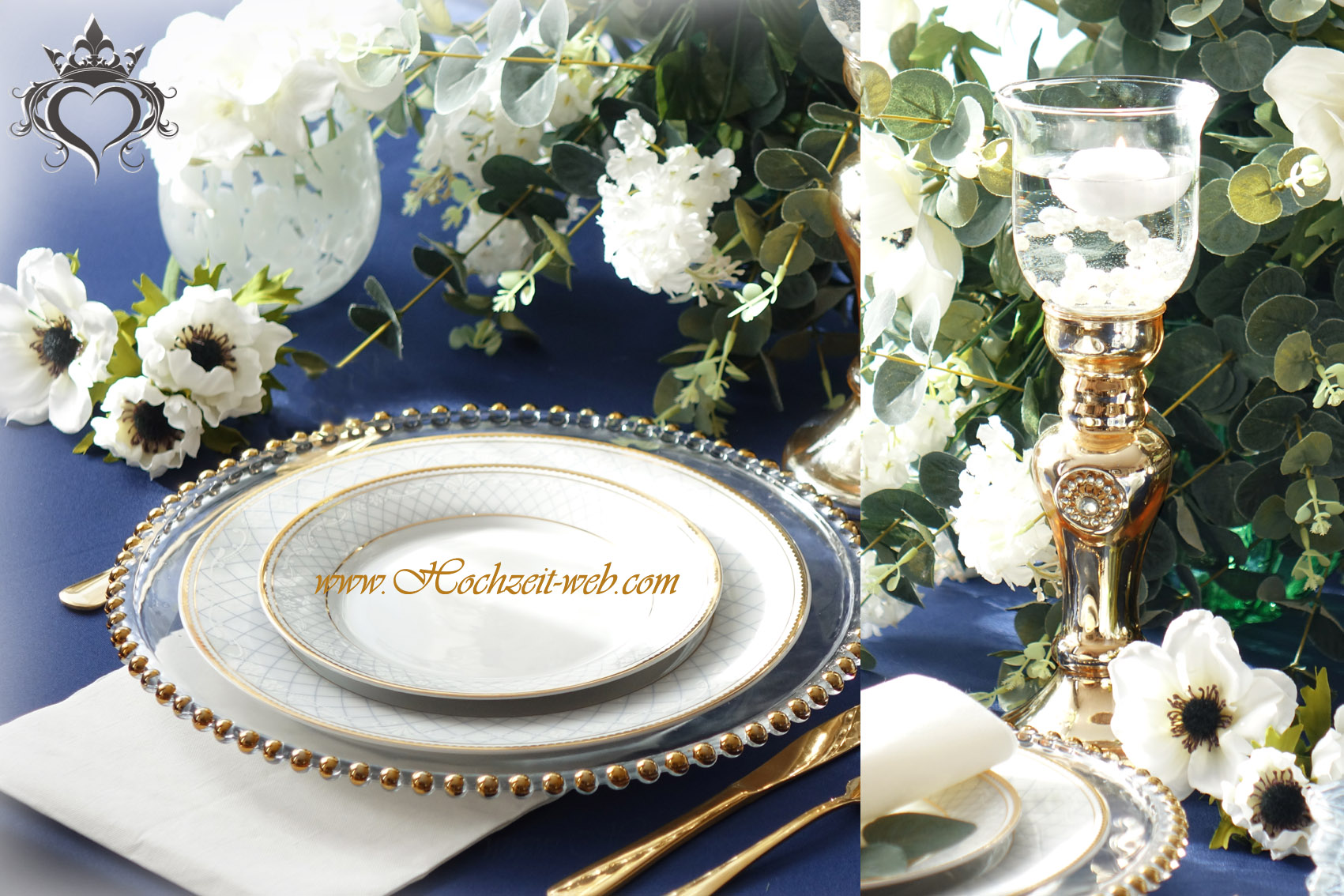 Glaskelch gold mit Brosche