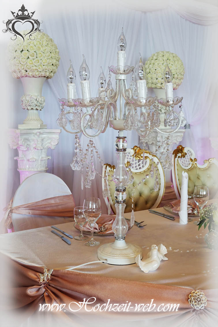 Hochzeitsdekoration -Dekoration-altrosa-Brauttisch-1